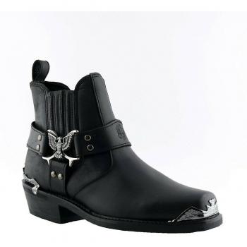 Grinders Men's Eagle Lo Black Leather Cowboy Biker Boots EU 42