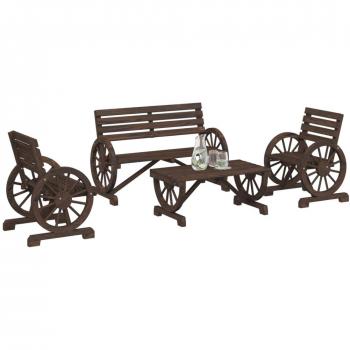 vidaXL 4 Piece Garden Lounge Set Solid Wood Fir