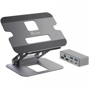 Soporte Docking Multi-Angulo Dual 4K j5create JTS427-N con USB-C y Hub de Conexiones