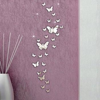 FAMILIZO 30Pc Mariposa CombinacióN 3D Espejo De Pared Pegatinas DecoracióN del Hogar De La DecoracióN De DIY