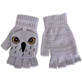 Harry Potter búho Hedwig guantes sin dedos con tapa gris blanco
