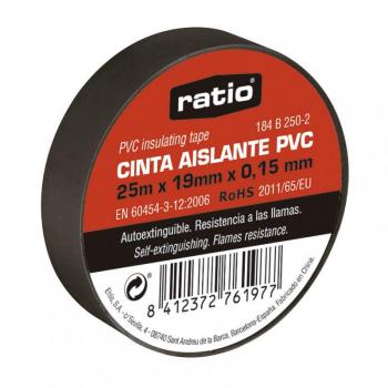 Cinta Aislante Negra 19mm x 25m, Espesor 0.15mm