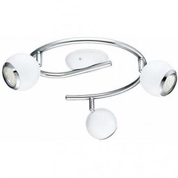 Luz de Techo LED Bimeda 3 Focos GU10, Blanco y Cromo, Luz Regulable, Incluye Bombillas