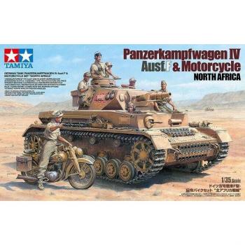 Kit de Maqueta 1:35 Panzerkampfwagen IV Ausf.F con Motocicleta DAK - Tamiya