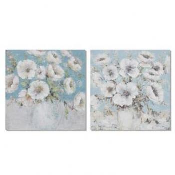 Cuadro DKD Home Decor 100 x 2,8 x 100 cm Jarrón Shabby Chic (2 Unidades)