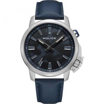 Reloj Police Kavalan PEWJD2202703 - Reloj de pulsera para hombre, diseño moderno y elegante, caja de acero inoxidable, correa de cuero genuino, resistencia al agua hasta 50 metros, esfera analógica
