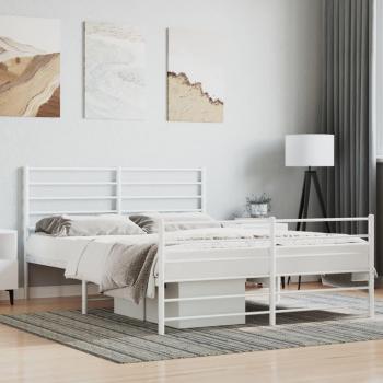 Cama de metal blanco 120x200 cm con cabecero y pediatría sin colchón vidaXL