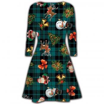 Oops Outlet - Vestido - para mujer Geschenk Baum Weihnachtsmann Grün Tartan 36