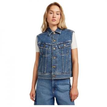 Lee Chaleco de mujer vaquero con botones metálicos, sin mangas, Classic Indigo, XS