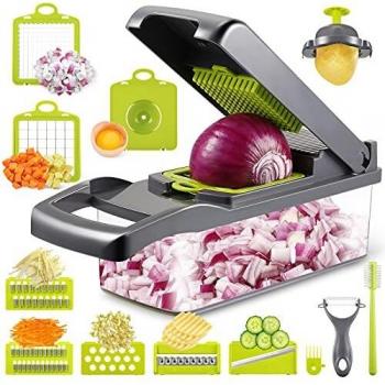 Picadora de verduras con 7 cuchillas para picar y cortar en dados o en rodajas cebolla, pimiento, apio, zanahoria y patatas