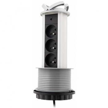 Multipresa encastrable 3 tomas 16A 2P+T retráctil HO5VV-F 3G1 - Gris - 1,60m