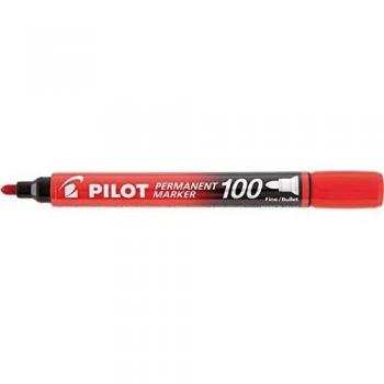 Pilot SCA-100-R - Pack de 12 marcadores permanentes de punta cónica, color rojo