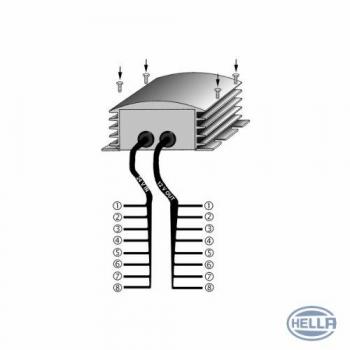Convertidor de tensión HELLA 5DS 008 125-011 - Entrada: 24V, Salida: 10V, incluye cable adicional para luz de remolque