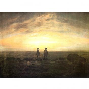 Dos hombres por el mar en Moonrise por Caspar David Friedrich. 100% pintado a mano óleo sobre lienzo. Reproducción de alta calidad. Envío gratuito
