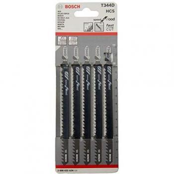 Bosch T344D Speed for Wood - Pack de 5 Hojas de Sierra para Calar, Modelo 2608633A34