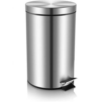 Mini Cubo de basura de acero inoxidable Basurero reciclaje para la oficina del cuarto de baño con la tapa que cierra el ajuste, anti-huella digital, 0.8 galones / 3L