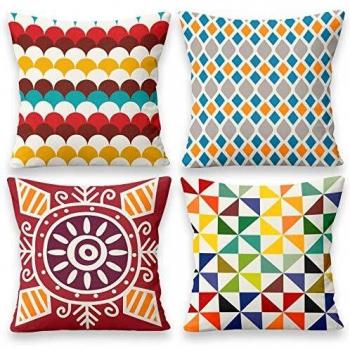 Enibon Fundas de Cojines 45x45cm, 4 Pack Funda Cojin de Lino y Algodón, Estilo Engrosado Super Suave, Fundas de Almohada Cuadrada para Sofá Cama Sillas Coche Dormitorio Decoracion para Hogar.