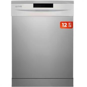 Lavavajillas Blanco EVVO D1X 60 cm, Capacidad para 12 Cubiertos, Clase E, Programa ECO, Bandeja Superior Ajustable, Panel Oculto