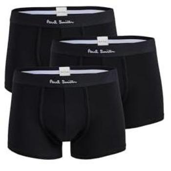 Paul Smith Men's 3 Pack Black Plain Trunks with Script Logo Waistband - Size: X-Large