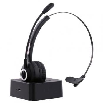 Auriculares Inalámbricos Diadema Bluetooth T'nB Activ 300M con Base de Carga para Oficina/Centro de Llamadas - Color Negro