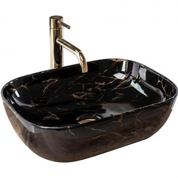 Lavabo sobre encimera Rea Belinda Mármol Negro Brillante