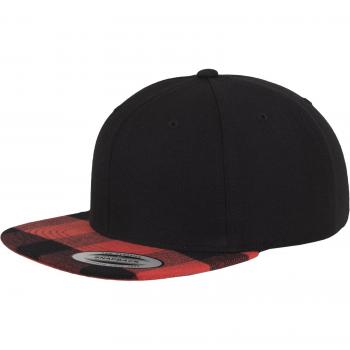 Flexfit Checked Flannel Peak Snapback Cap - Black/Red