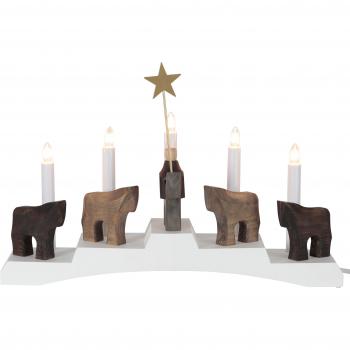 Candelabro de madera Staffans Fålar 5 llamas, color marrón/blanco
