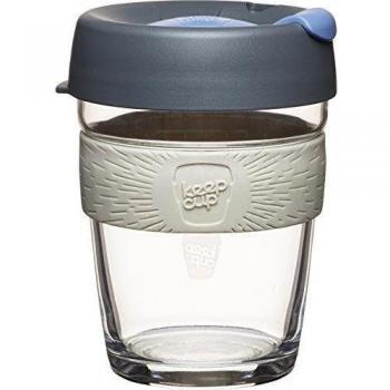 KeepCup 12 oz -Taza de café de cristal reutilizable  Brew mediana , Plata