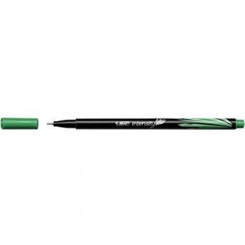 BIC – Lote de 5 bolígrafos de fieltro fineliner Intensity punta análoga metálica fina 0,4 mm, color verde