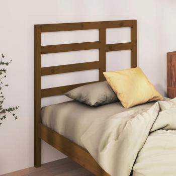 Cabecero de cama de madera maciza de pino en color ámbar, dimensiones 96x4x104 cm
