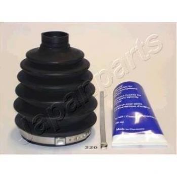 Juego de fuelles para CV-joint JAPANPARTS KB-220, incluye dos fuelles, abrazaderas y grasa, diseñado para asegurar un sellado óptimo y proteger el árbol de transmisión contra la entrada de suciedad y humedad