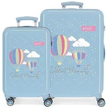 Enso Collect Moments Juego de Maletas Azul 55/64 cms Rígida ABS Cierre combinación 93L 4 Ruedas Dobles Equipaje de Mano