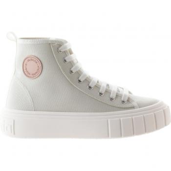 Zapatillas abotinadas de lona con plataforma para mujer en color beige