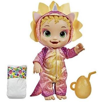Baby Alive Dino Cuties Doll, Triceratops, Doll Accessories, Drinks, Wets, Triceratops Dinosaur Toy for