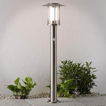 Lámpara LED de sendero Gregory, acero inoxidable, con sensor