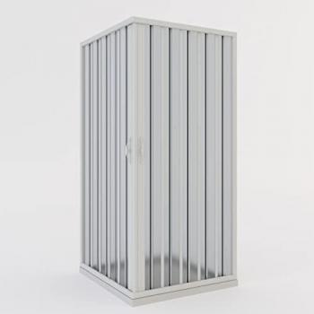 Mampara de ducha plegable de esquina de PVC reducible reversible 80x80 cm h 185 cm con apertura central modelo Aster