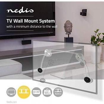 NEDIS Soporte TV Fijo de Pared Soporte TV Fijo de Pared | 37-70 | Peso máximo de Pantalla Compatible: 50 kg | Mínima Distancia de la Pared: 14.5 mm | Cable de Montaje | Acero/ABS | Negro Negro