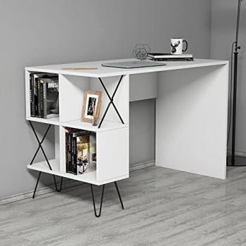 Skyedecom - Escritorio de estudio blanco Le Noir para estaciones de trabajo informáticas extra – blanco 845HCT3819