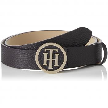 Tommy Hilfiger TH Round Buckle Belt 3.0 Cinturón, Negro