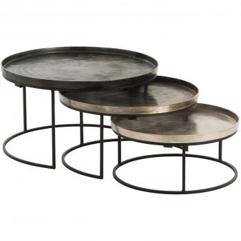 Set de 3 mesas nido de aluminio Judi D 77-D 67-D 60 cm