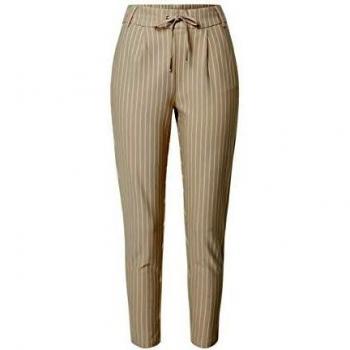 Only Poptrash Easy Rush Striped Pants in Humus with Cloud Dancer Design, Women's XL