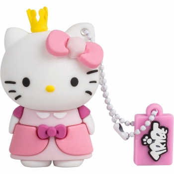 Tribe Hello Kitty Princess - Memoria USB 2.0 de 8 GB Pendrive Flash Drive de Goma con Llavero, Color Rosa