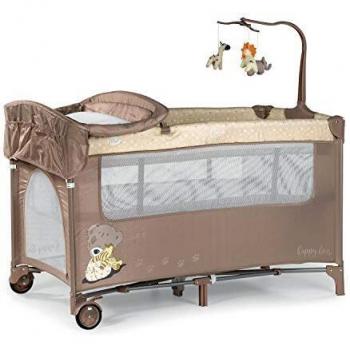 Innovaciones MS 630226 - Cuna De Viaje con Dos Alturas, hasta 15 kg, altura recién nacido, con apertura lateral, ruedas, colchón, cambiador bebe, bolsa de transporte, plegable y regulable , Beige