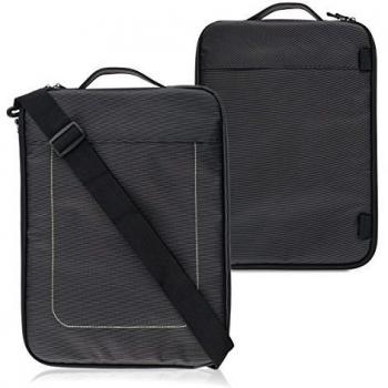 kwmobile Funda bandolera 12,5 13 13,3 Laptop / Ultrabook - Funda para portátil de nylon con cremallera y correa en negro - compatible por ej. con Apple, Samsung