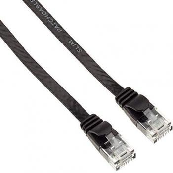 Cable de red Cat6a U/UTP plano negro 3 m RJ45