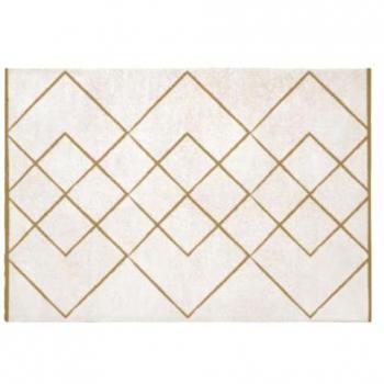 Alfombra Shaggy Bereber 160 x 230 cm Blanco y Dorado PRYSMI