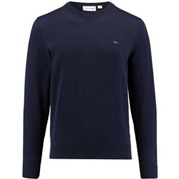 Lacoste Gris Round-Neck Sudadera con Codo Detalles Azul Azul
