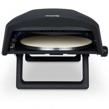 Horno de Pizza a Gas H.Koenig GINO640, 32 cm, Superficie Giratoria 360°, Piedra Cordierite, Hasta 500°C, Pies Plegables y Pala para Pizza