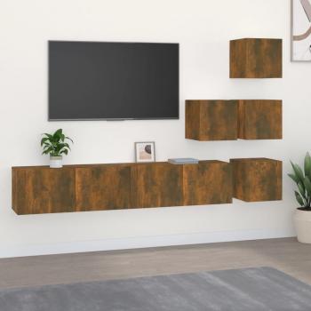 Mueble de pared para TV de madera contrachapada en roble ahumado