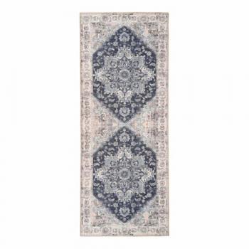Alfombra Rectangular Havana de Poliestireno Chenilla, Azul y Beige, 200x80x1 cm